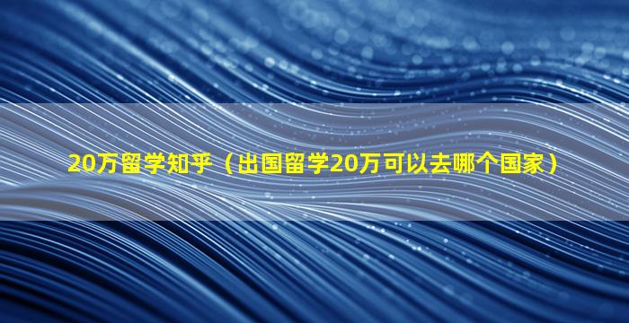 20万留学知乎（出国留学20万可以去哪个国家）