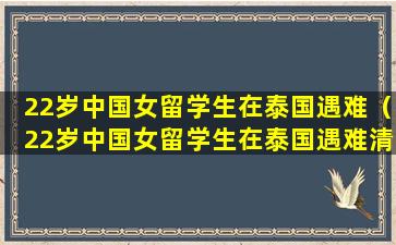 22岁中国女留学生在泰国遇难（22岁中国女留学生在泰国遇难清明）