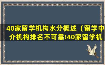 40家留学机构水分概述（留学中介机构排名不可靠!40家留学机构水分概述）