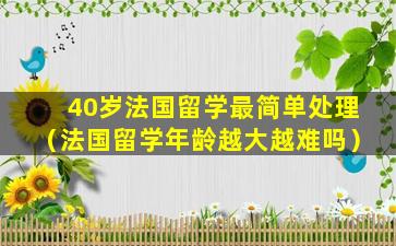40岁法国留学最简单处理（法国留学年龄越大越难吗）