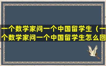 一个数学家问一个中国留学生（一个数学家问一个中国留学生怎么回答）