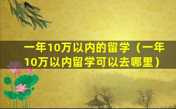 一年10万以内的留学（一年10万以内留学可以去哪里）