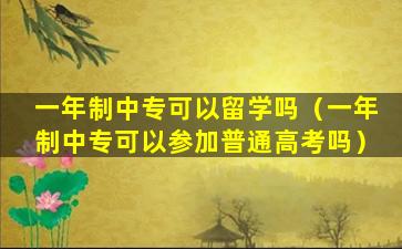 一年制中专可以留学吗（一年制中专可以参加普通高考吗）