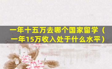 一年十五万去哪个国家留学（一年15万收入处于什么水平）