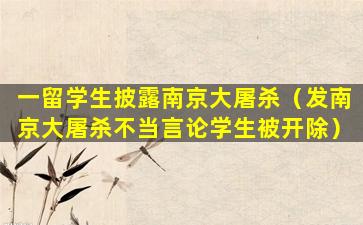 一留学生披露南京大屠杀（发南京大屠杀不当言论学生被开除）