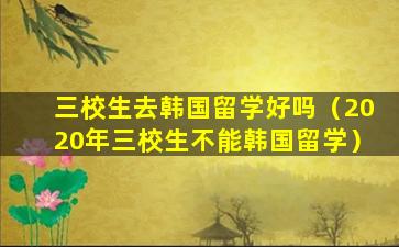 三校生去韩国留学好吗（2020年三校生不能韩国留学）