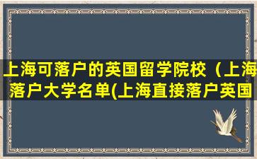 上海可落户的英国留学院校（上海落户大学名单(上海直接落户英国大学名单)）