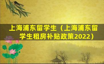 上海浦东留学生（上海浦东留学生租房补贴政策2022）