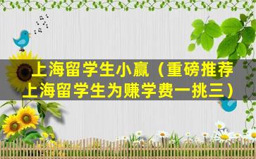 上海留学生小赢（重磅推荐上海留学生为赚学费一挑三）