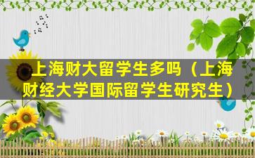 上海财大留学生多吗（上海财经大学国际留学生研究生）