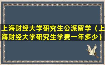 上海财经大学研究生公派留学（上海财经大学研究生学费一年多少）