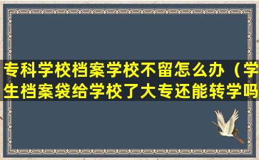 专科学校档案学校不留怎么办（学生档案袋给学校了大专还能转学吗）