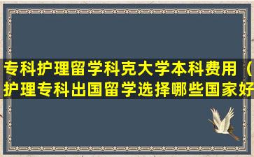 专科护理留学科克大学本科费用（护理专科出国留学选择哪些国家好）