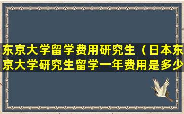 东京大学留学费用研究生（日本东京大学研究生留学一年费用是多少钱）