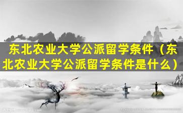 东北农业大学公派留学条件（东北农业大学公派留学条件是什么）