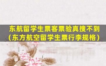 东航留学生票客票验真搜不到（东方航空留学生票行李规格）