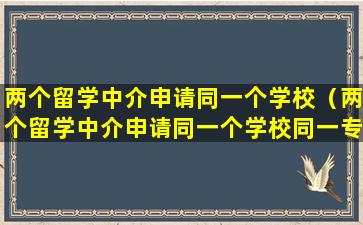 两个留学中介申请同一个学校（两个留学中介申请同一个学校同一专业）