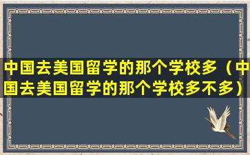 中国去美国留学的那个学校多（中国去美国留学的那个学校多不多）