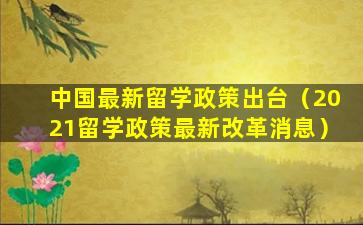 中国最新留学政策出台（2021留学政策最新改革消息）