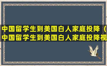 中国留学生到美国白人家庭投降（中国留学生到美国白人家庭投降视频）