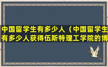 中国留学生有多少人（中国留学生有多少人获得伍斯特理工学院的博士学位）