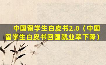 中国留学生白皮书2.0（中国留学生白皮书回国就业率下降）