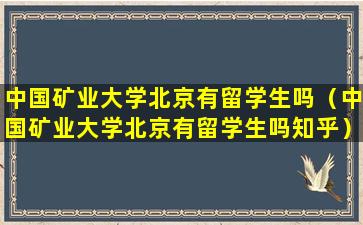 中国矿业大学北京有留学生吗（中国矿业大学北京有留学生吗知乎）