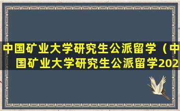 中国矿业大学研究生公派留学（中国矿业大学研究生公派留学2021年录取）