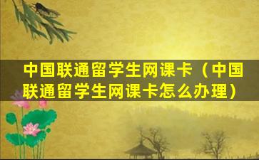 中国联通留学生网课卡（中国联通留学生网课卡怎么办理）