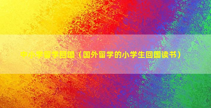 中小学留学回国（国外留学的小学生回国读书）