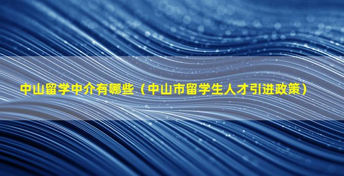 中山留学中介有哪些（中山市留学生人才引进政策）