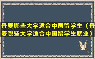 丹麦哪些大学适合中国留学生（丹麦哪些大学适合中国留学生就业）