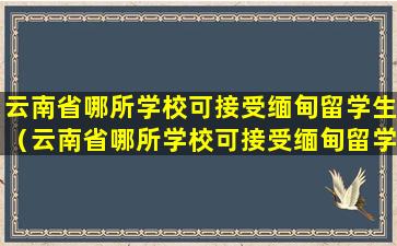 云南省哪所学校可接受缅甸留学生（云南省哪所学校可接受缅甸留学生入籍）