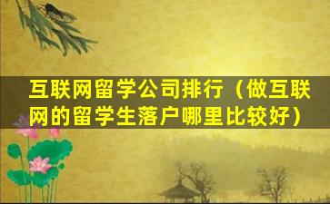 互联网留学公司排行（做互联网的留学生落户哪里比较好）
