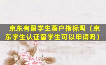 京东有留学生落户指标吗（京东学生认证留学生可以申请吗）