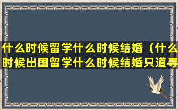 什么时候留学什么时候结婚（什么时候出国留学什么时候结婚只道寻常）