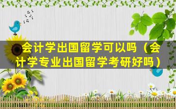 会计学出国留学可以吗（会计学专业出国留学考研好吗）