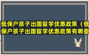 低保户孩子出国留学优惠政策（低保户孩子出国留学优惠政策有哪些）