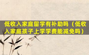 低收入家庭留学有补助吗（低收入家庭孩子上学学费能减免吗）