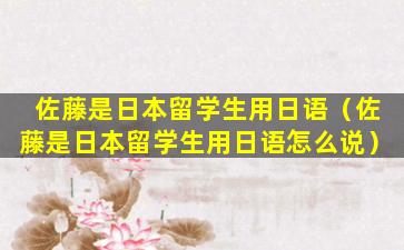 佐藤是日本留学生用日语（佐藤是日本留学生用日语怎么说）