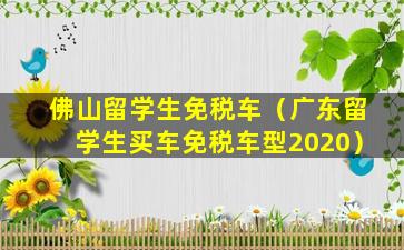 佛山留学生免税车（广东留学生买车免税车型2020）