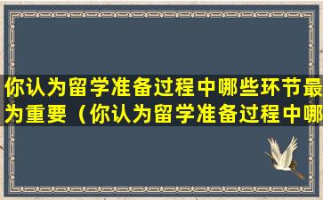 你认为留学准备过程中哪些环节最为重要（你认为留学准备过程中哪些环节最为重要呢）