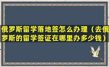 俄罗斯留学落地签怎么办理（去俄罗斯的留学签证在哪里办多少钱）