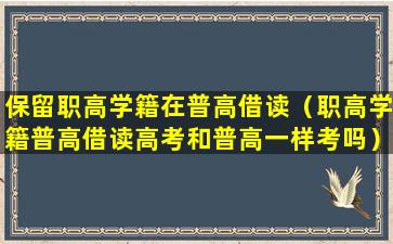 保留职高学籍在普高借读（职高学籍普高借读高考和普高一样考吗）