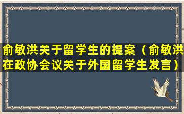 俞敏洪关于留学生的提案（俞敏洪在政协会议关于外国留学生发言）