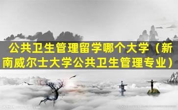 公共卫生管理留学哪个大学（新南威尔士大学公共卫生管理专业）