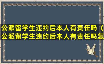 公派留学生违约后本人有责任吗（公派留学生违约后本人有责任吗怎么处理）