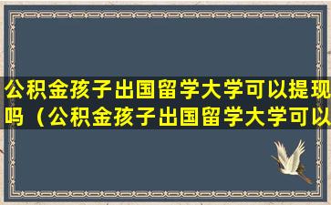 公积金孩子出国留学大学可以提现吗（公积金孩子出国留学大学可以提现吗安全吗）