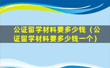 公证留学材料要多少钱（公证留学材料要多少钱一个）