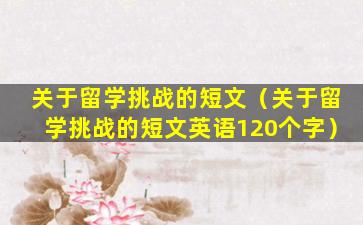 关于留学挑战的短文（关于留学挑战的短文英语120个字）